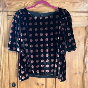 ANN TAYLOR Velvet Polka Dot Top, size S
